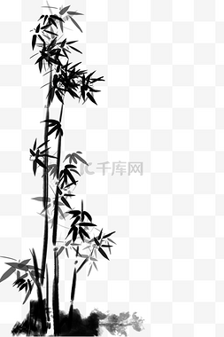 黑白手绘植物图片_古风黑白水墨竹子