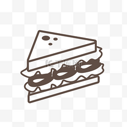 美食清新图片_手绘棕色三明治