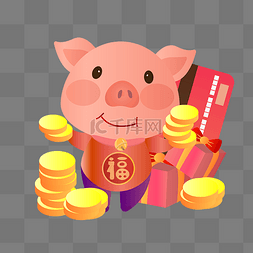 猪年卡通手绘发钱