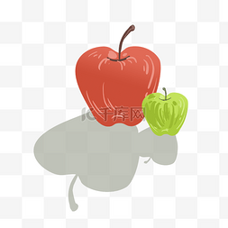 绿苹果png图片_红苹果水果手绘标签