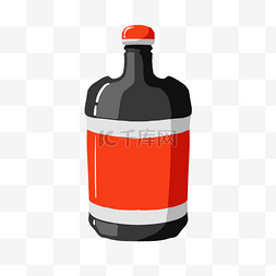 玻璃酒瓶图片_手绘红色的瓶子插画