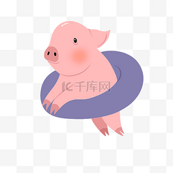 猪游泳卡通图片_手绘矢量卡通可爱猪年小清新日系