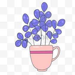 盆栽植物花卉图片_手绘紫色盆栽