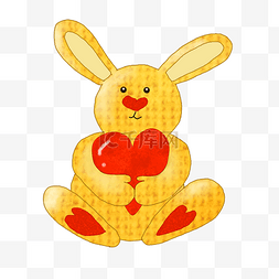 黄色兔子玩偶图片_手绘兔子玩偶