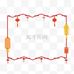 手绘喜庆新年图片_手绘红色新年边框插画