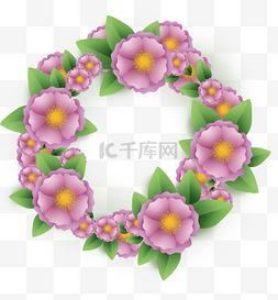 紫色花圃图片_紫色立体折纸感花环