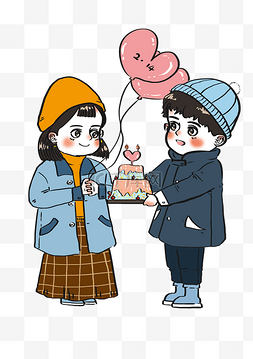 情人节粉色气球可爱蛋糕浪漫情侣