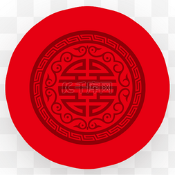 红色圆形图图片_印着红色喜气的圆盘免抠图