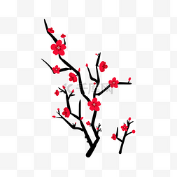 鲜红的花图片_手绘植物梅花插画