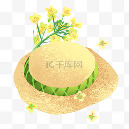 时尚帽子插画图片_黄色的油菜花帽子插画