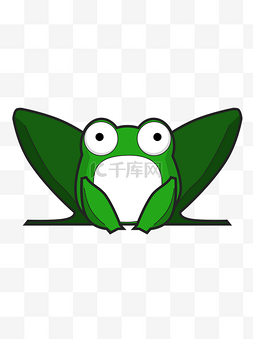 蹲着的绿色青蛙插画