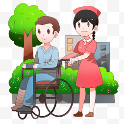 医疗人物和轮椅插画