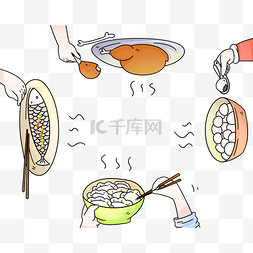 新年美味的食物插画