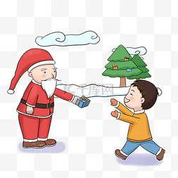 圣诞老人送礼插画图片_圣诞节圣诞老人送礼插画