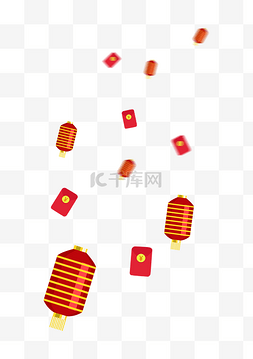 中国风图片_漂浮在画布上的红灯笼