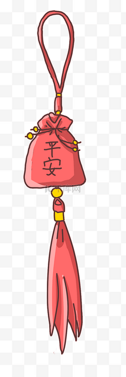 卡通手绘红色中国结福袋
