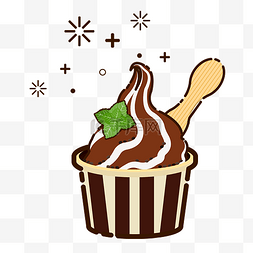 冰凉雪糕图片_手绘矢量MBE风格巧克力夏日冰淇凌