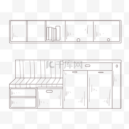 柜子装饰图片_线描橱柜手绘插画