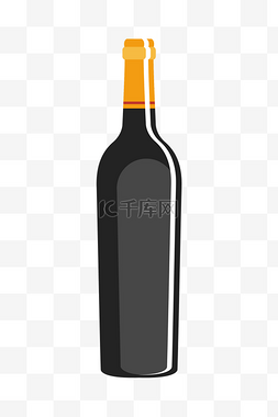 红酒简约图片_黑色红酒瓶子插画