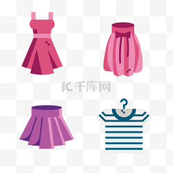 时尚服装插画图片_美丽女士服装裙子免扣素材