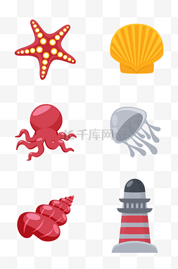 贝壳海星海螺图片_大海相关素材插画