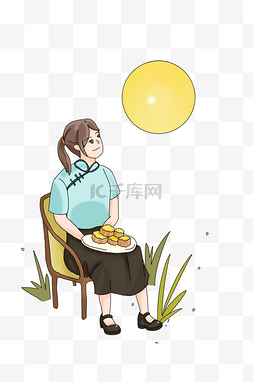 明月桃桃图片_中秋节明月美女月饼