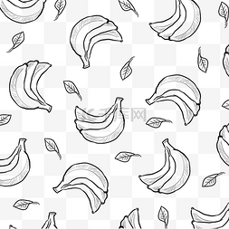 夏日水果小清新手绘线条香蕉树叶