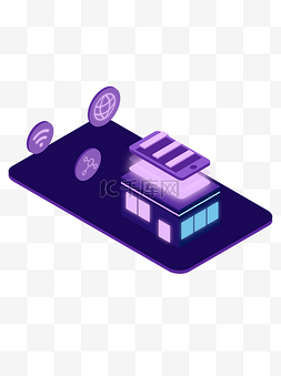 25d蓝紫色梦幻霓虹互联网科技城市
