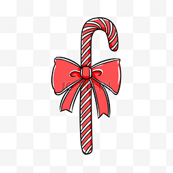 糖果拐杖卡通图片_圣诞节红白色蝴蝶结拐杖糖免抠PNG