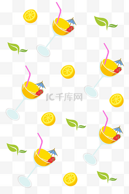 柠檬红茶图片_手绘茶饮底纹插画