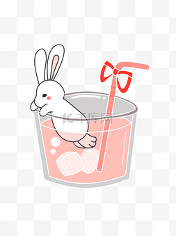 小清新小兔子图片_可爱粉色饮料可商用元素