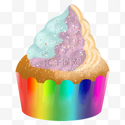 纸杯奶油蛋糕图片_手绘甜品甜点美食之彩虹纸杯蛋糕