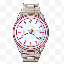 真皮手表带图片_粉色手表卡通插画