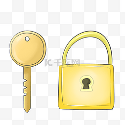 手绘钥匙锁子插画