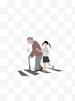 马路图片_社会人小学生扶老奶奶过马路