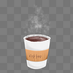 咖啡热咖啡图片_简约手绘热咖啡插画海报免抠元素