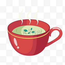 冒着的热气图片_手绘创意冬天热饮抹茶