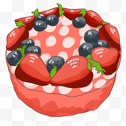 浅粉花朵图片_插画手绘水果蛋糕