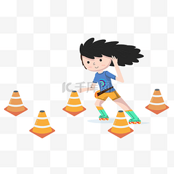 儿童运动玩耍图片_参加轮滑比赛的小孩