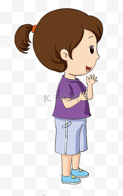 儿童节紫色衣服可爱小女孩学校教