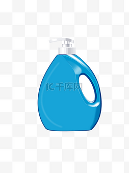 蓝色塑料瓶子图片_蓝色鼠绘写实渐变逼真洗衣液瓶子