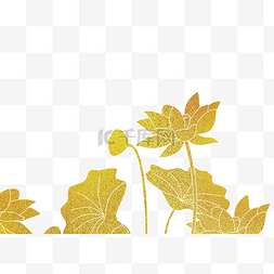 夏季花朵装饰图片_中国风传统烫金鲜花花纹装饰