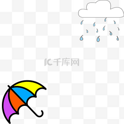 雨伞云朵雨滴