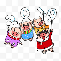卡通可爱小猪新年2019春节png透明