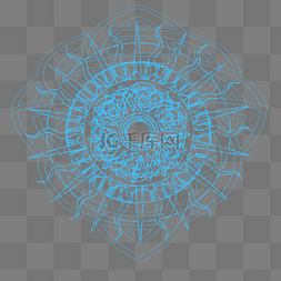 青色光圈图片_青色魔法圆环光效PSD透明底