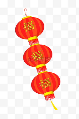 红色中国风福字图片_新年猪年红色灯笼装饰