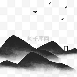 高山插画图片_山脉风景手绘插画元素