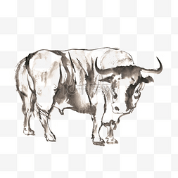 回头看的人图片_回头的牛水墨画PNG免抠素材