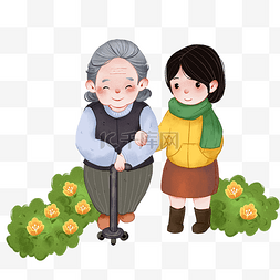外国老人图片_社区志愿者帮助老人插画