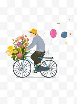 插画骑自行车的图片_骑自行车的男孩手绘psd素材